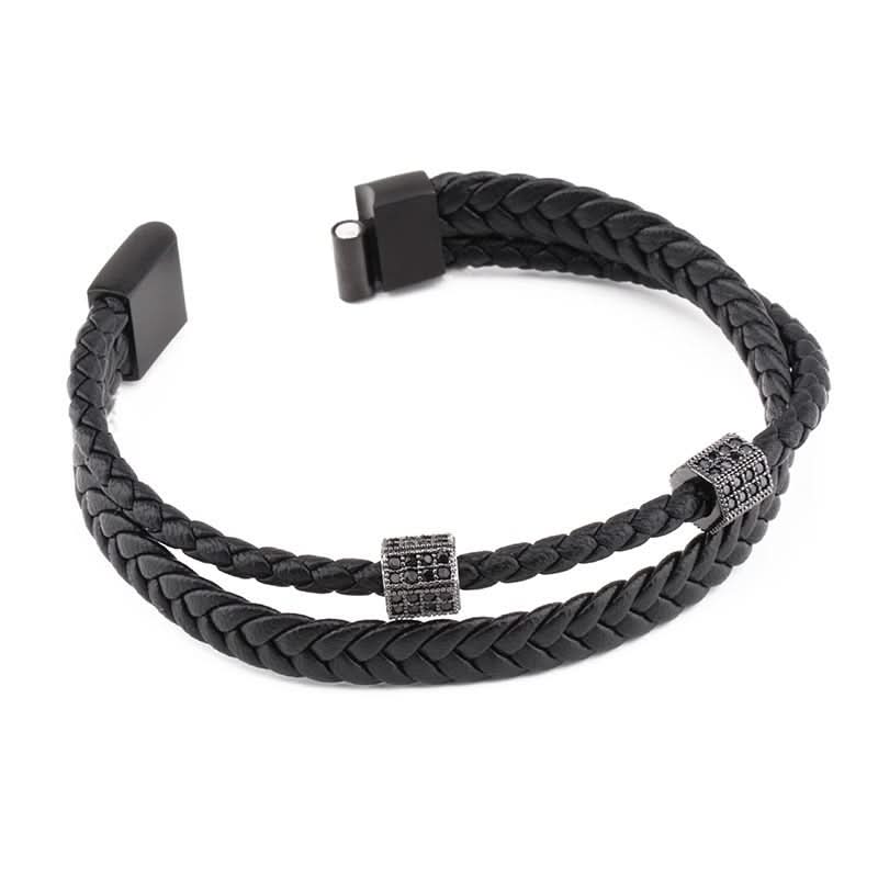 Men’s Stylish Braided Leather Bracelet – Magnetic Clasp Wristband
