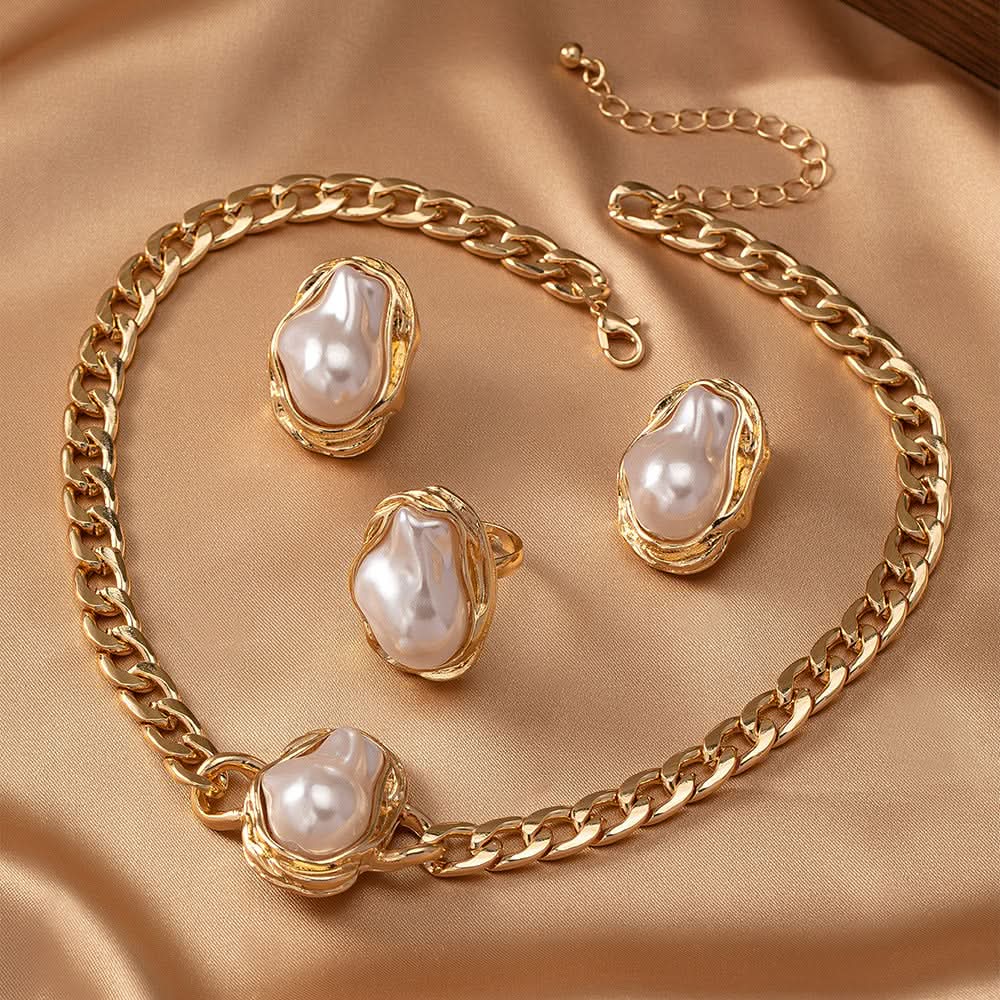 Luxury Pearl Necklace & Earrings Set