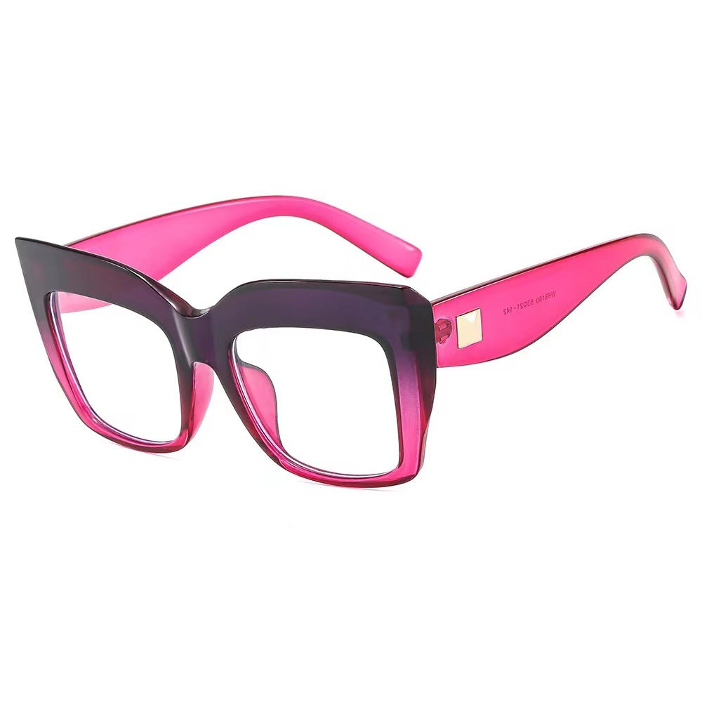 Women's Colorful Cat-Eye Square Glasses – Oversized Anti-Blue Light Frames