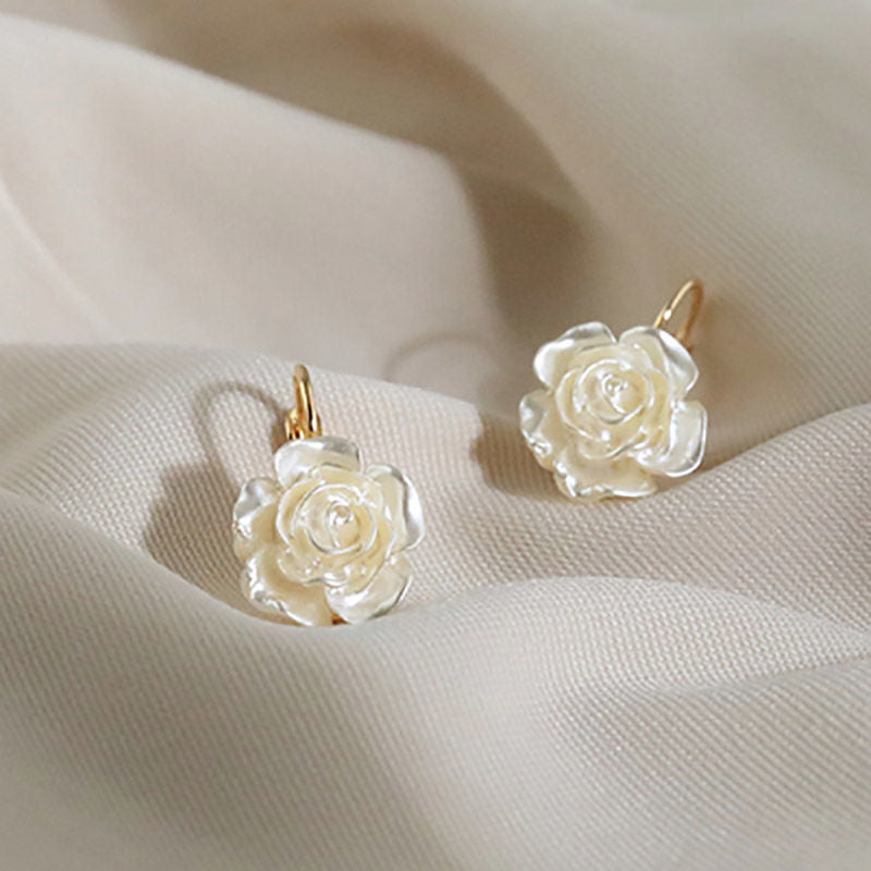 Camellia Flower Earrings for Women – Korean Style Light Luxury Jewelry