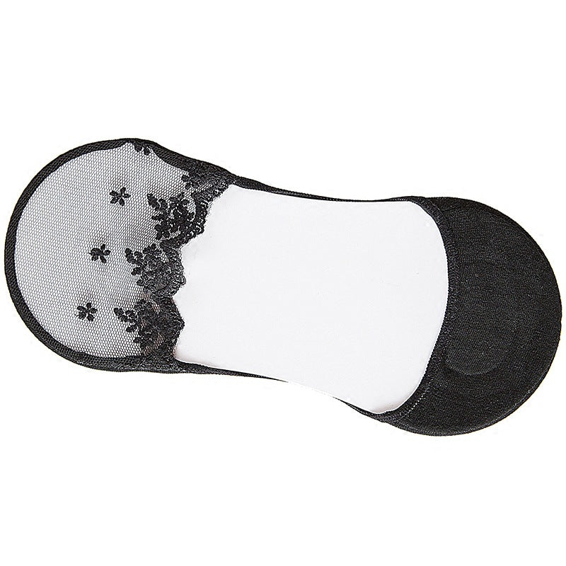 Women’s Lace Invisible Socks – Non-Slip Ultra-Thin Mesh Boat Socks for Everyday Comfort
