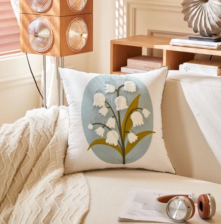 Pastoral Style Embroidered Flower Pillowcase
