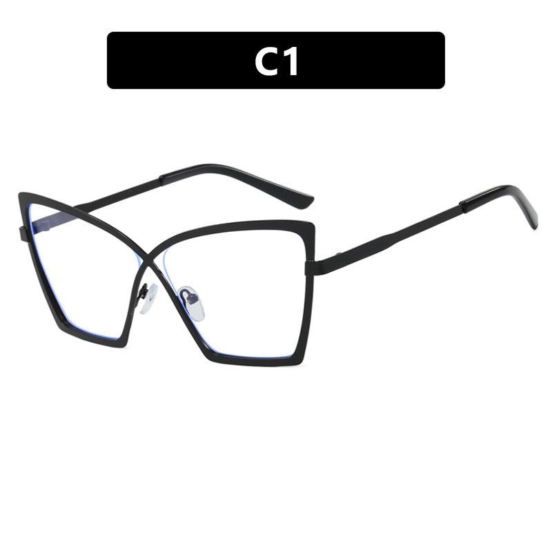 Cat-Eye Anti-Blue Light Glasses for Women – Large Frame Metal Eyewear, Myopia-Compatible