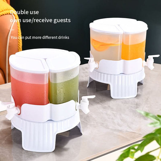 Export hot-selling rotating cold water kettle with faucet for refrigerator fruit teapot three-grid cold water bucket for soaking bottle of ice water 5.2L