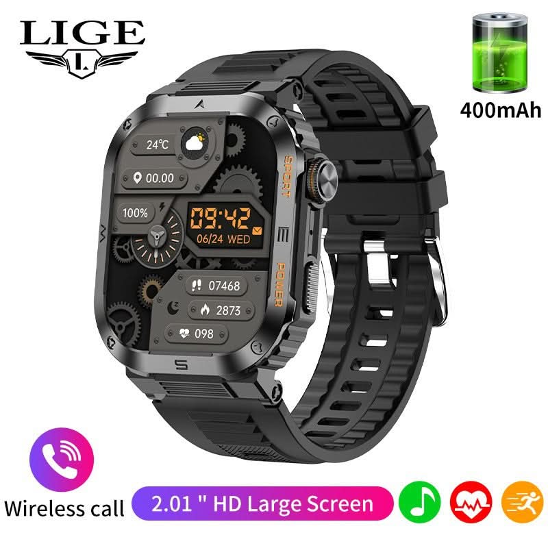 Men’s Square Dial Smartwatch – Heart Rate & Sleep Monitor, Multi-Function Fitness Watch