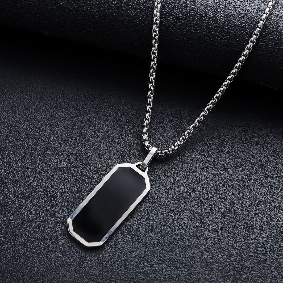 Men’s Geometric Pendant Necklace – Sleek Plated Fashion Jewelry