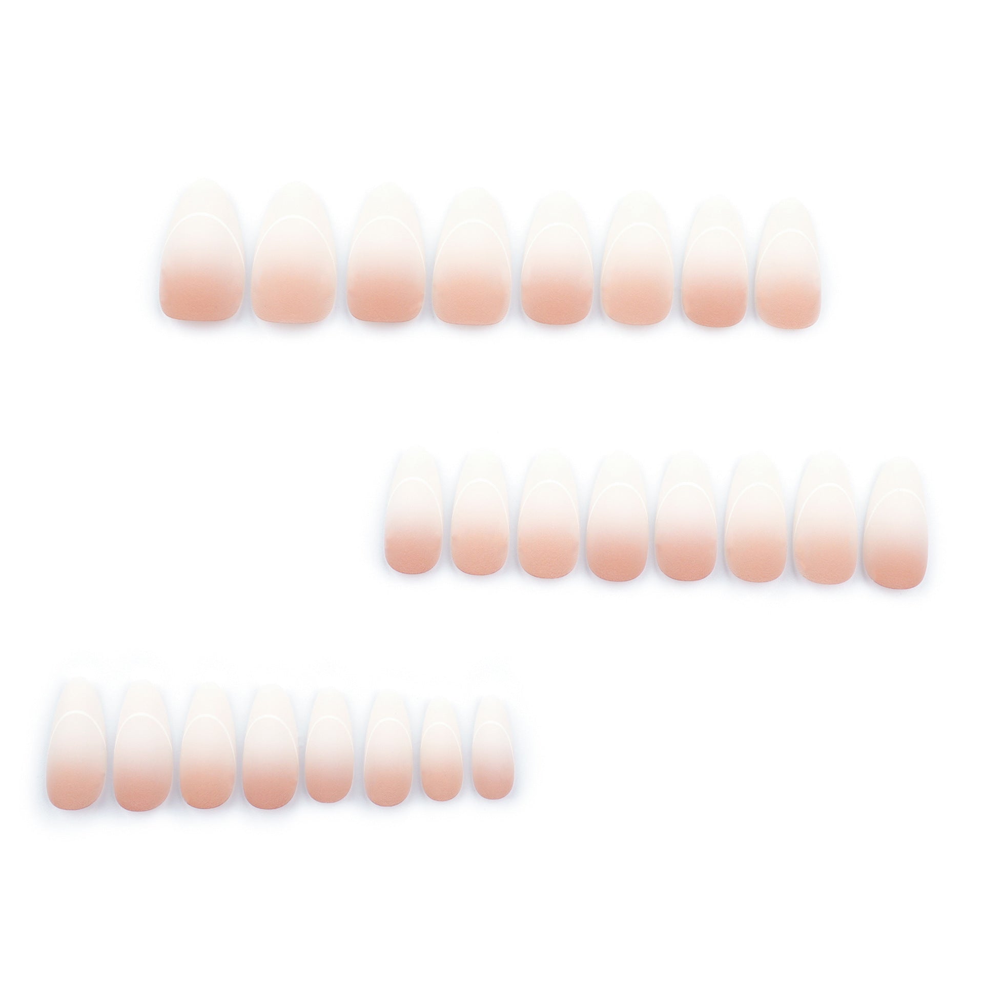 Matte French Almond Press-On Nails – Long Nude & White Minimalist
