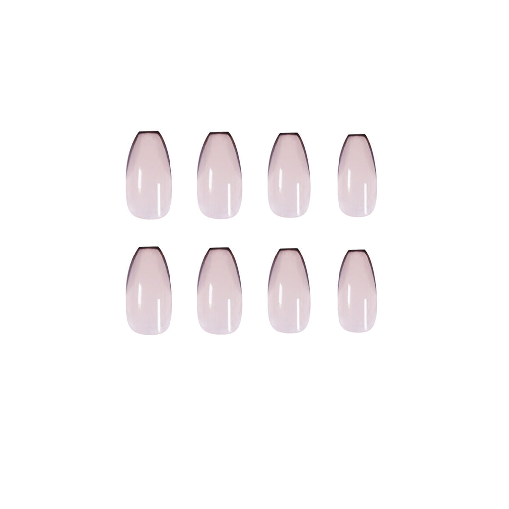 Nude Black French Tip Coffin Press-On Nails – Long, Minimalist Glue-On Set