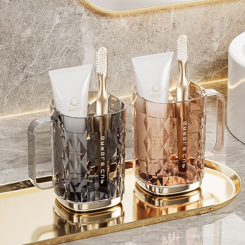 Diamond Pattern Toothbrush & Mouthwash Cup – High-Temperature Resistant