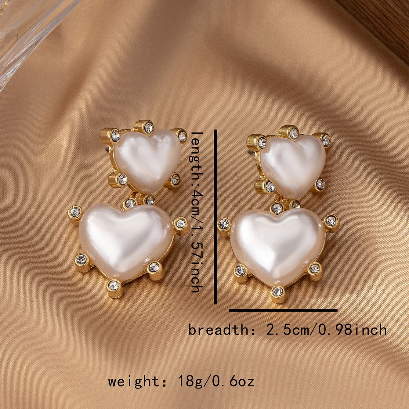 Heart-Shaped Pearl Diamond Drop Earrings