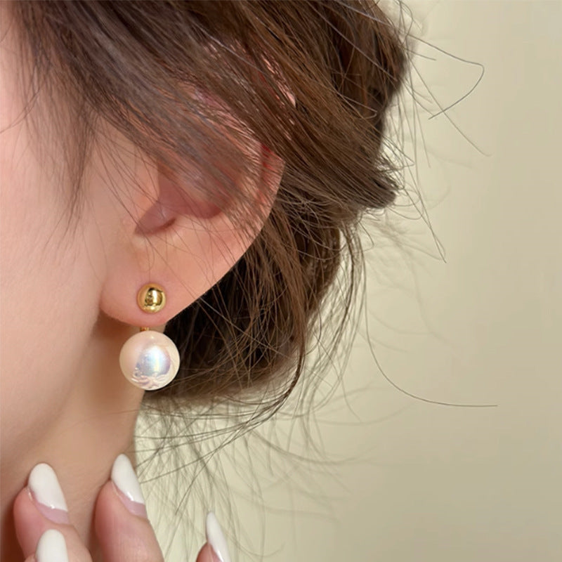 Korean Geometric Pearl Earrings for Women – Retro Silver Design
