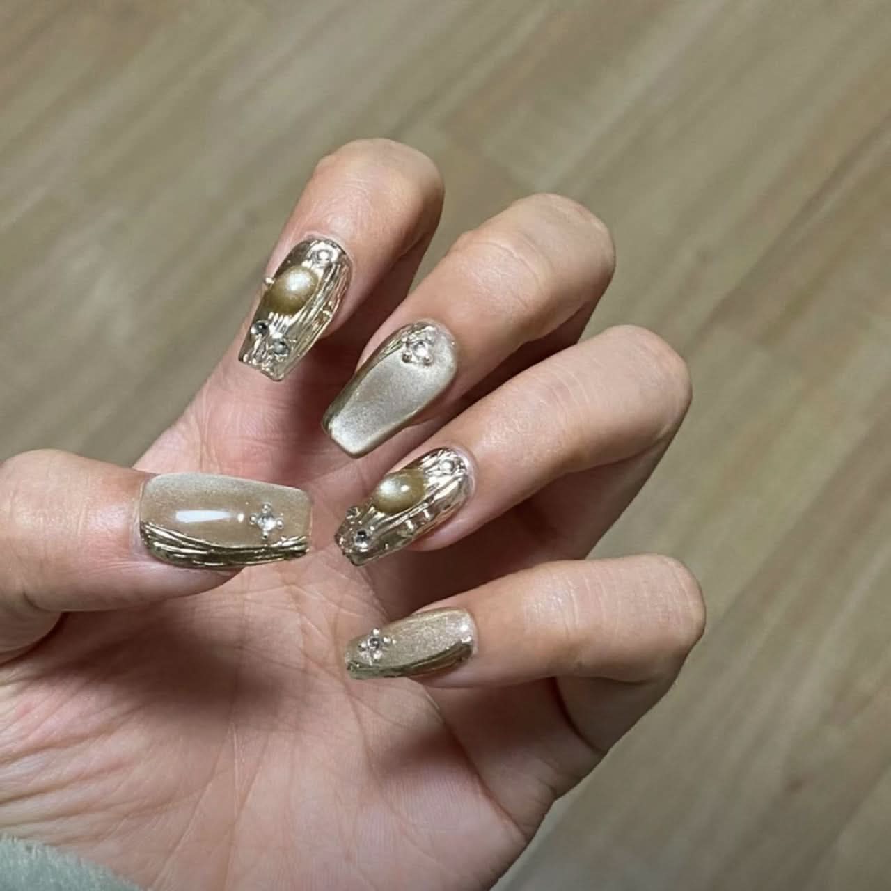 Silver Scepter Buccellati Champagne French Nails