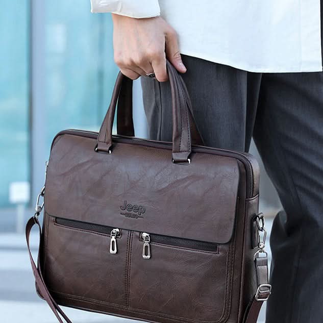 Men’s PU Leather Business Bag – 16" Laptop Briefcase, Waterproof & Wear-Resistant