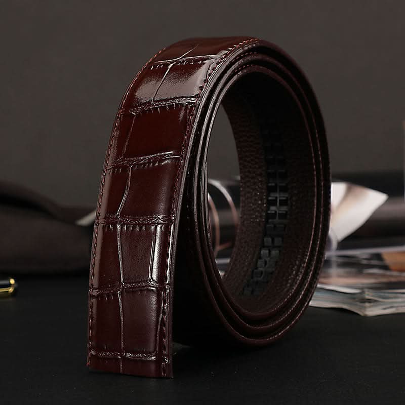 Men's Crocodile Leather Belt - Automatic Buckle