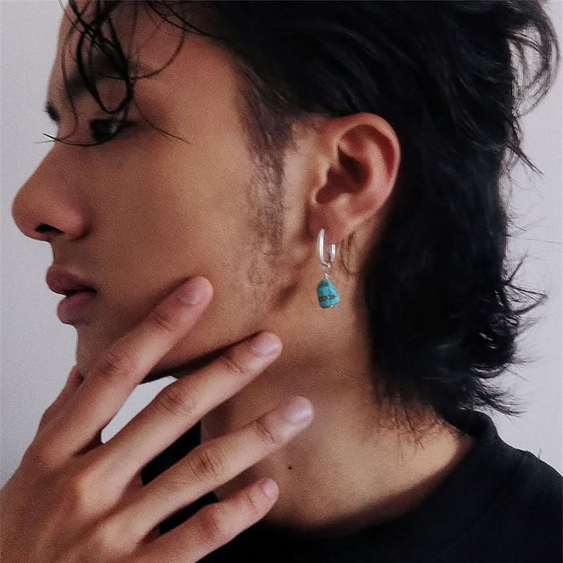 unisex Tibetan Handmade Blue Earrings