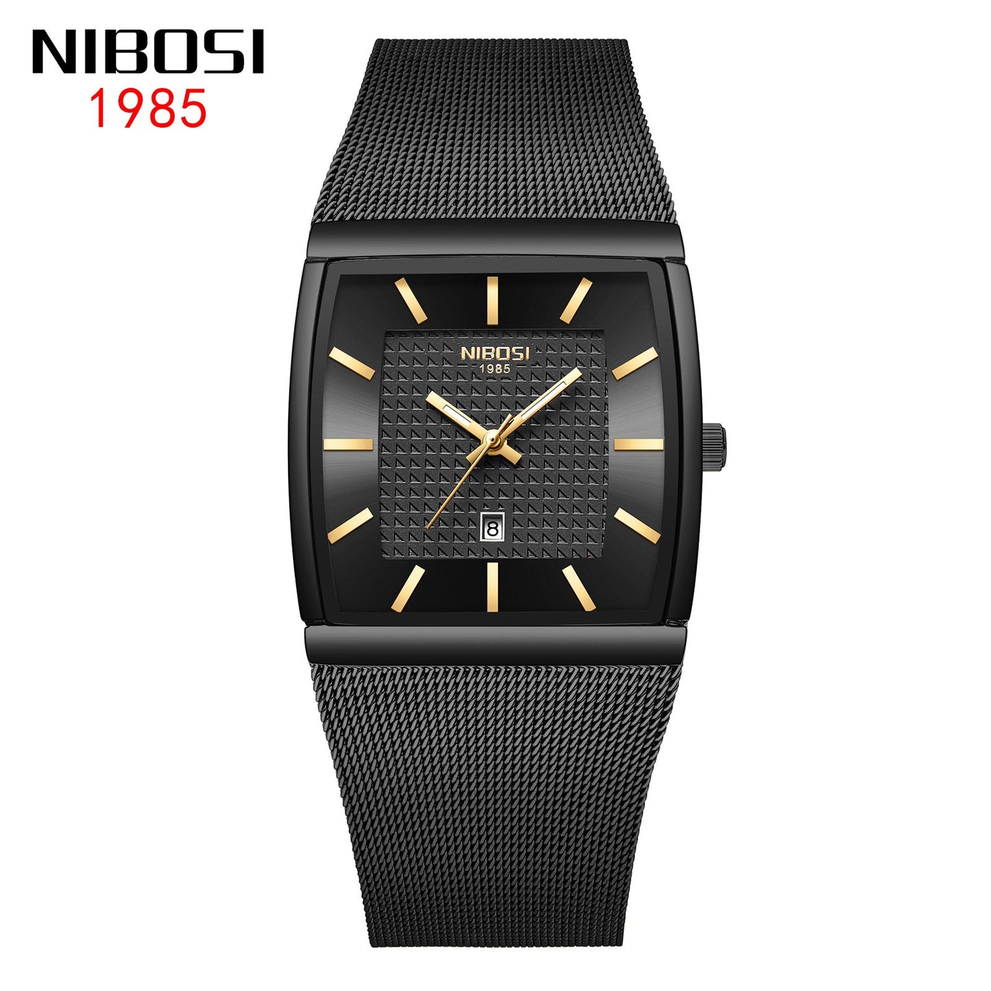 Men's Square Quartz Watch, Waterproof, Date Display