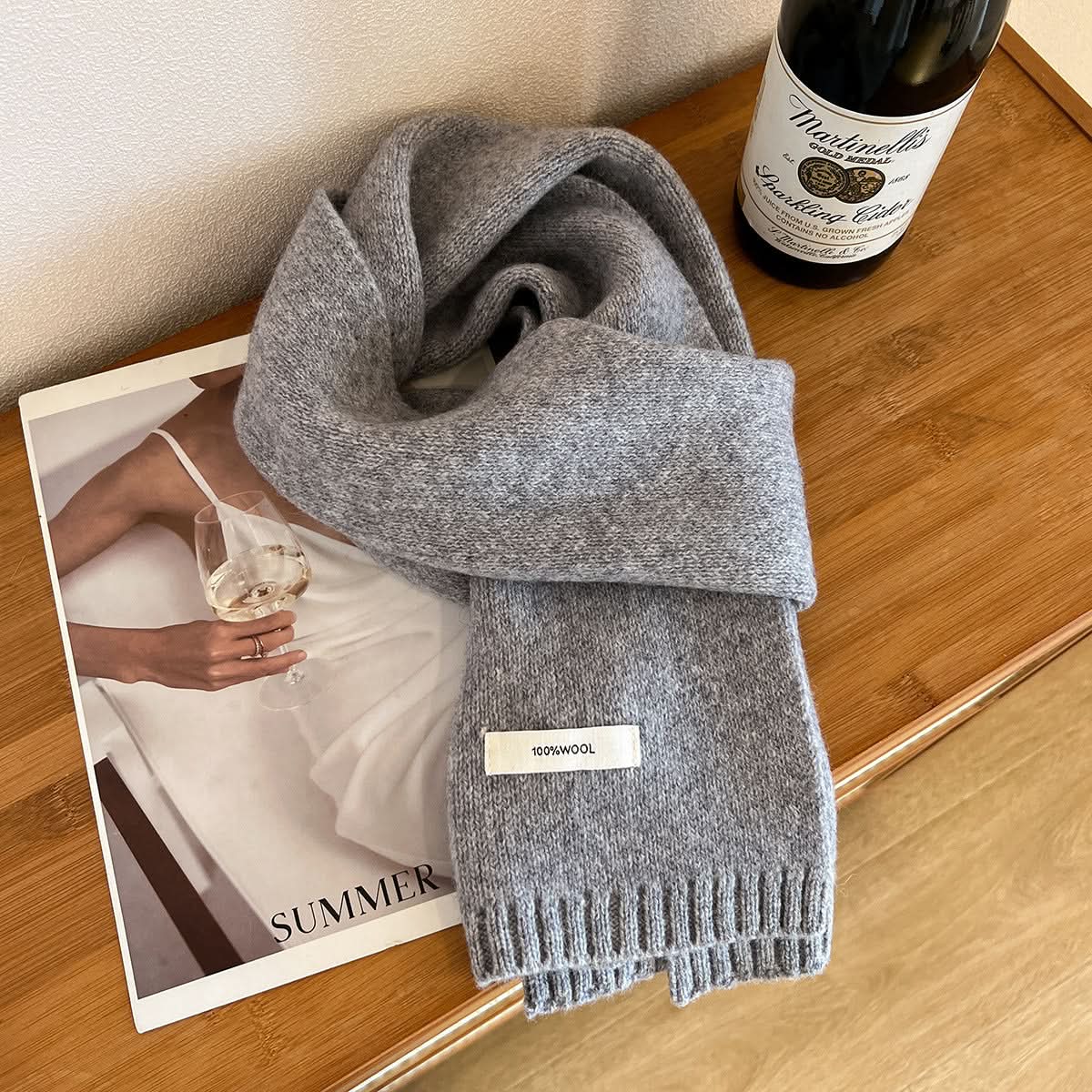 100% Pure Wool Winter Scarf – Solid Color for Adults
