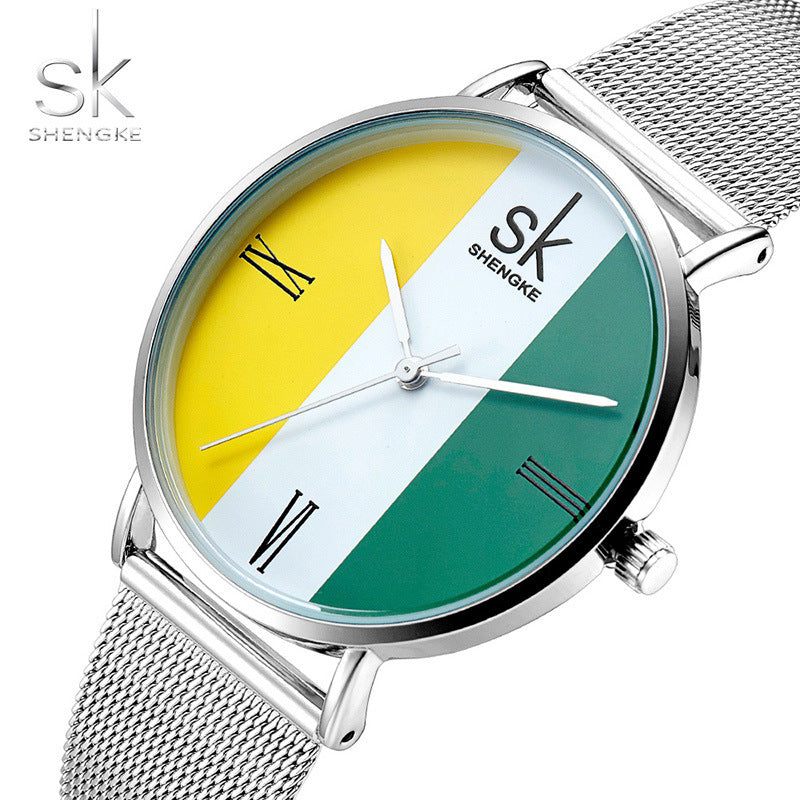 SK Elegant Women’s Quartz Watch – European Style Waterproof Wristwatch with Alloy Strap