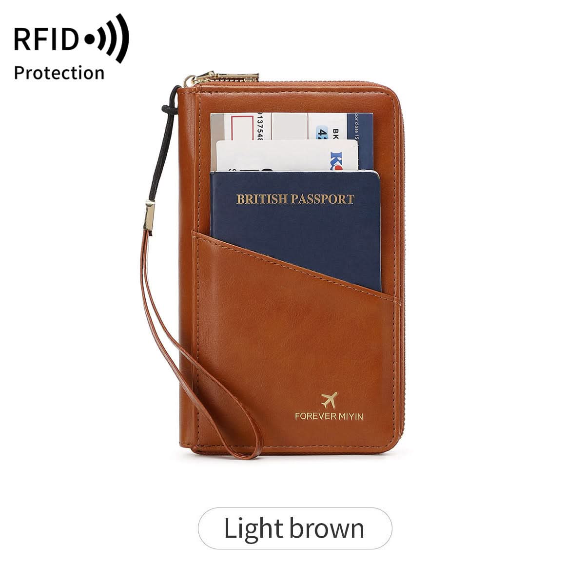 RFID Anti-Theft Travel Passport Wallet – Zipper Organizer for Documents & Tickets