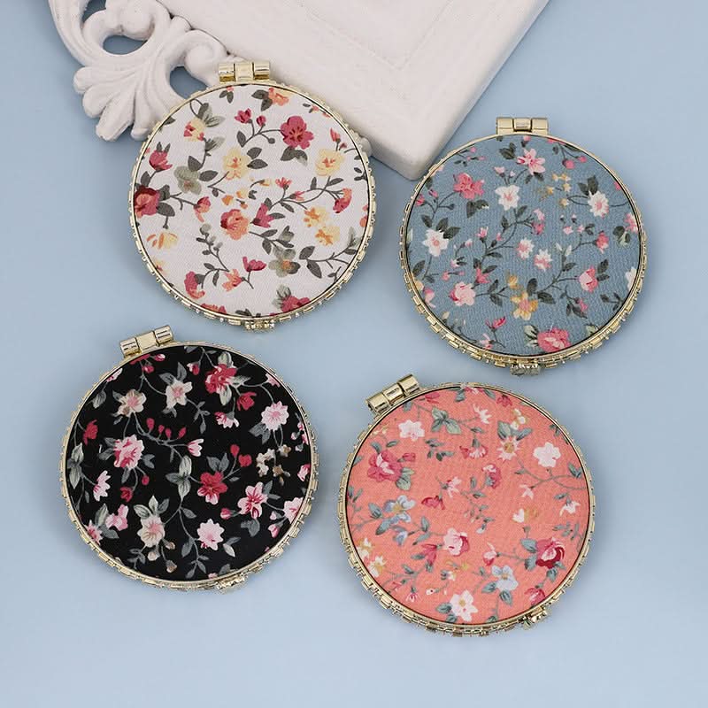 Chinese-Style Portable Mini Makeup Mirror - Double-Sided Folding Design (Set of 2 pcs.)