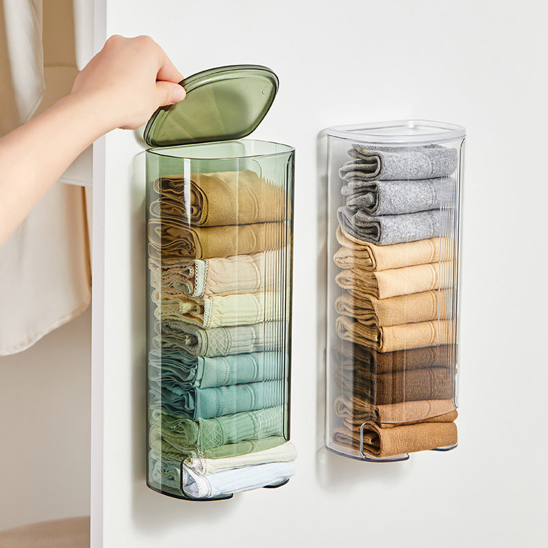 Wall-Mounted Underwear & Sock Organizer Box – Punch-Free PET Storage, Large Size