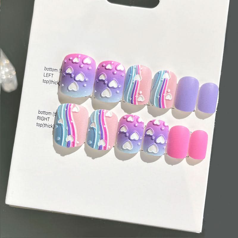 Wearable Embossed Short Bride Nail Art – Finished 3D False Nail Stickers