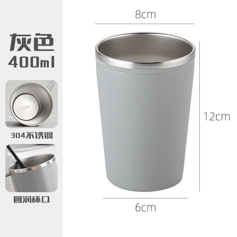 Stainless Steel Double-Layer Insulated Mouthwash & Toothbrush Cup – 400ml