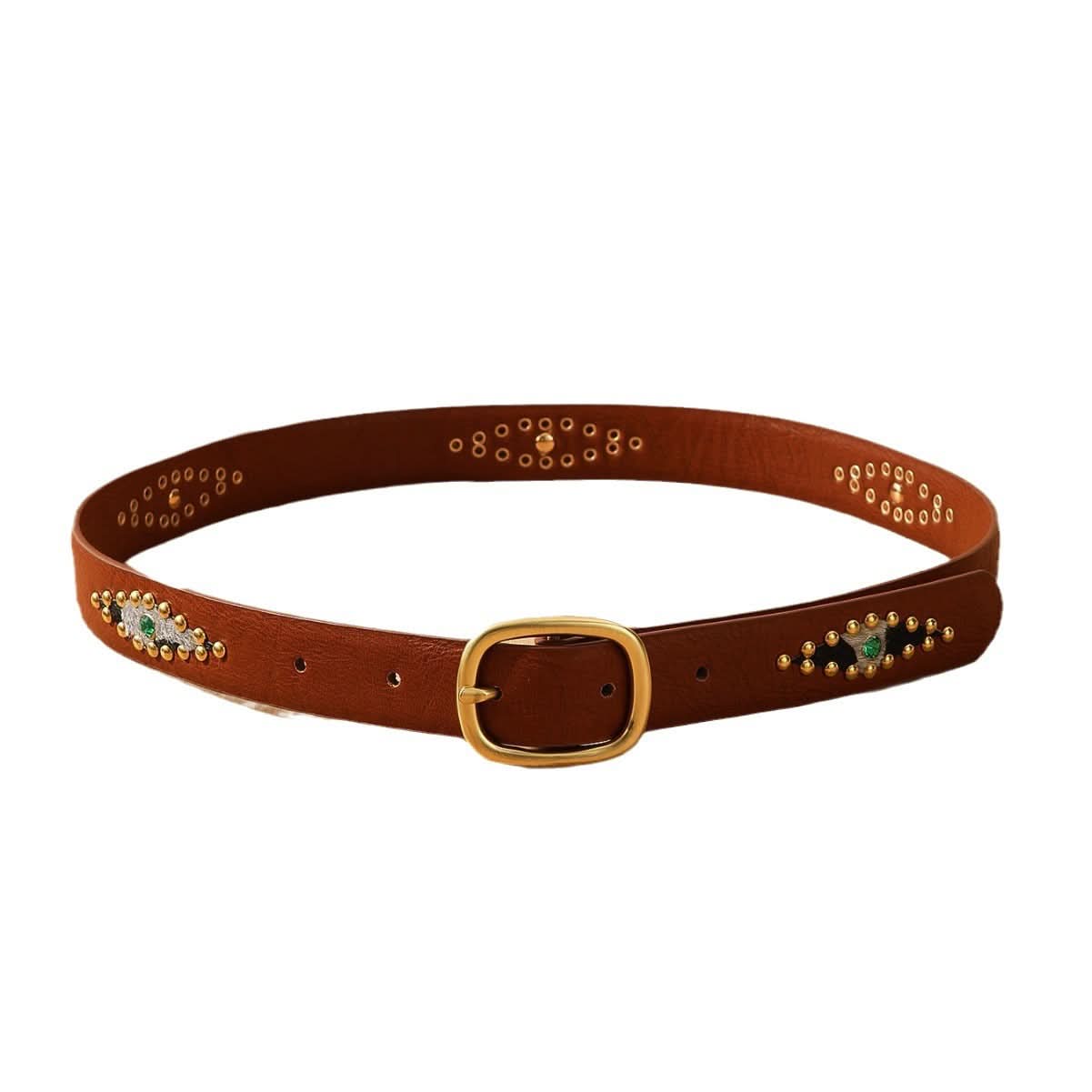 Women's Retro Western Beaded Leather Belt
