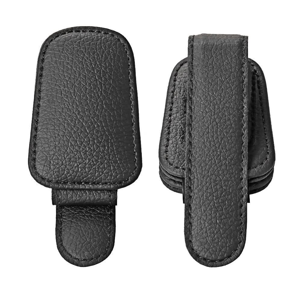 Leather Car Sun Visor Glasses Clip Holder – Oval Shape