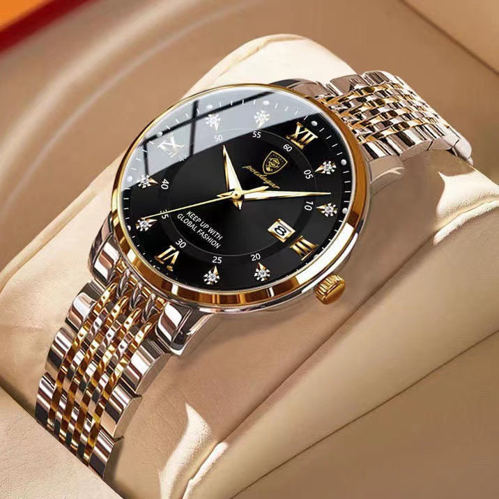 Ultra-Thin Women’s Elegant Stainless Steel Watch with Calendar & Luminous Dial