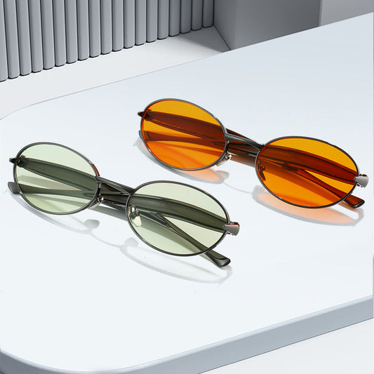 Oval Small Frame Sunglasses – Unisex Metal Trendy Shades | Fashion Sunglasses