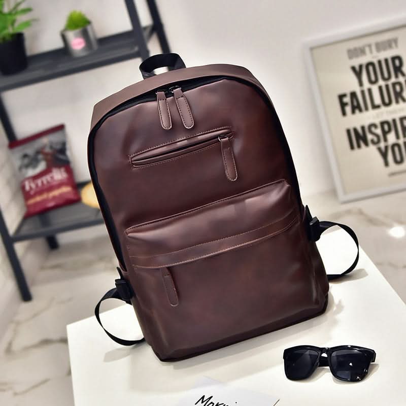 Unisex Urban Style Student Backpack – PU Leather, 14-Inch Laptop Compartment