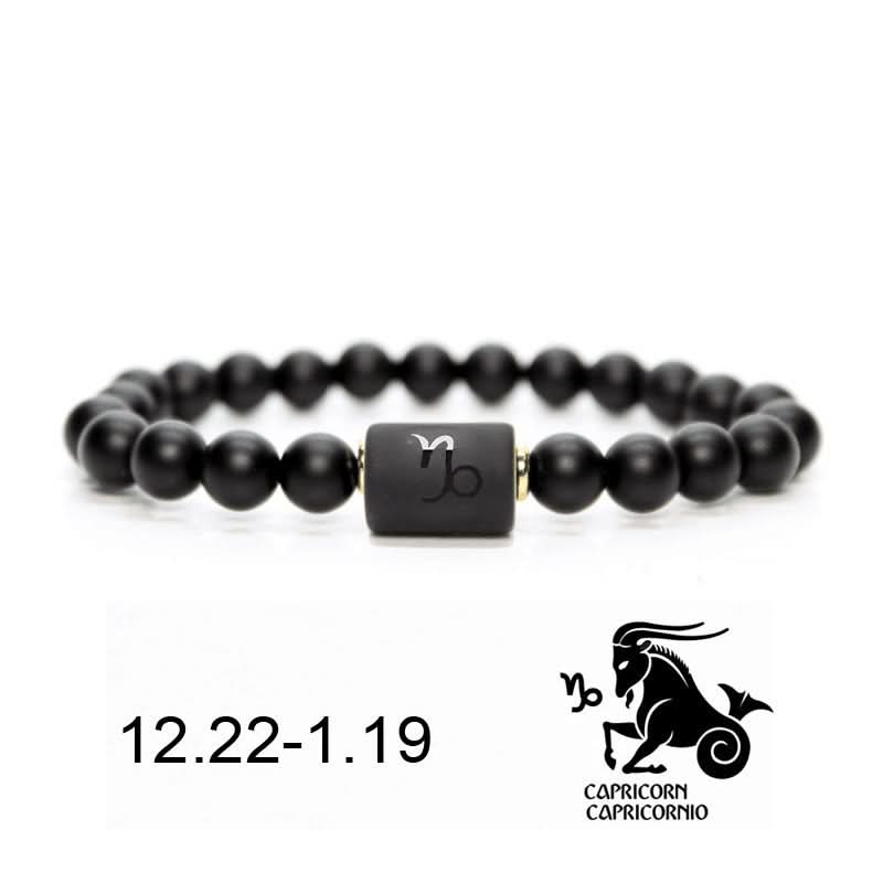 12 Constellations Black Agate Bracelet – Unisex Zodiac Bracelet
