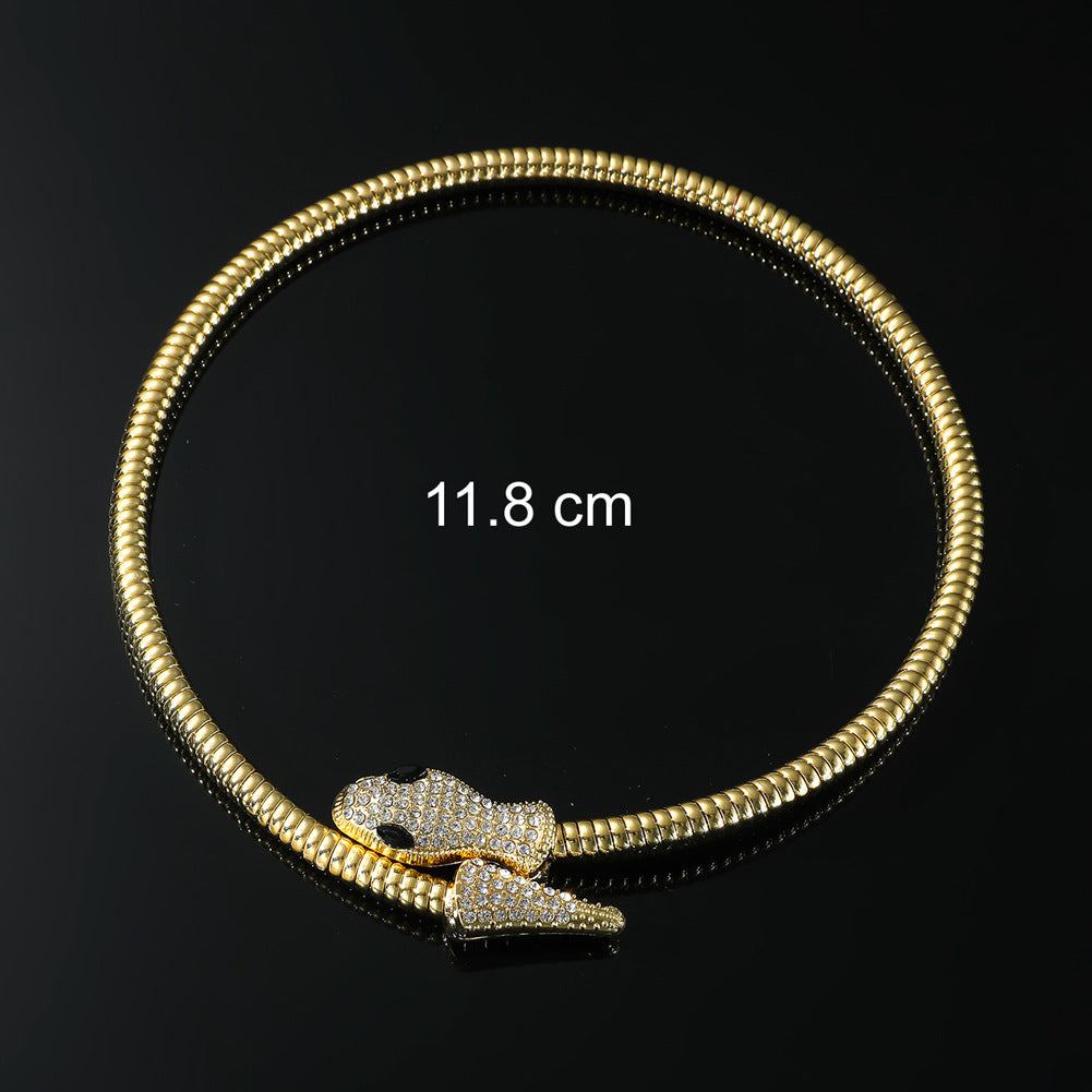 Rhinestone Snake Choker Necklace – Punk Statement Jewelry for Women