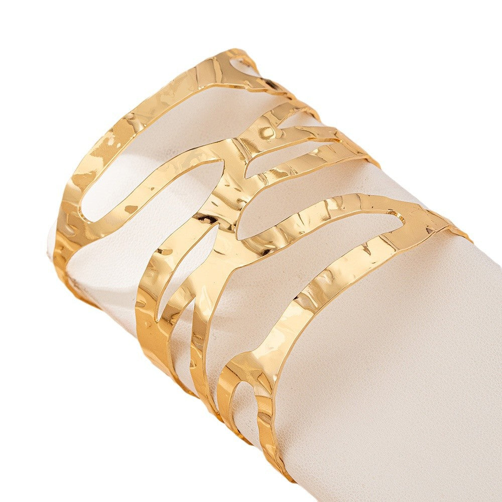 Bold Gold Cutout Cuff Bracelet – Adjustable Alloy Geometric Bracelet for Women