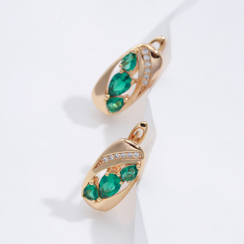 Green Zircon Earrings – Korean Style Geometric Jewelry