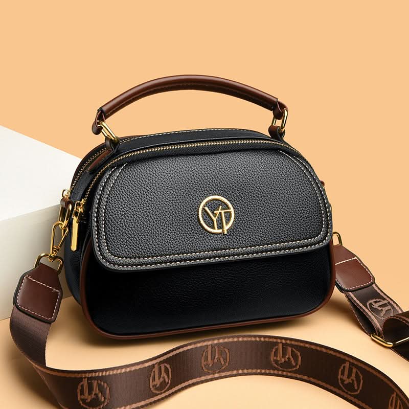 Women's Trendy Small Round Shoulder Bag with Multi-Compartment Design