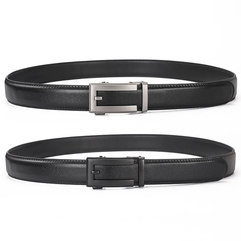 Men’s Leather Automatic Buckle Belt – With Alloy Ratchet Buckle
