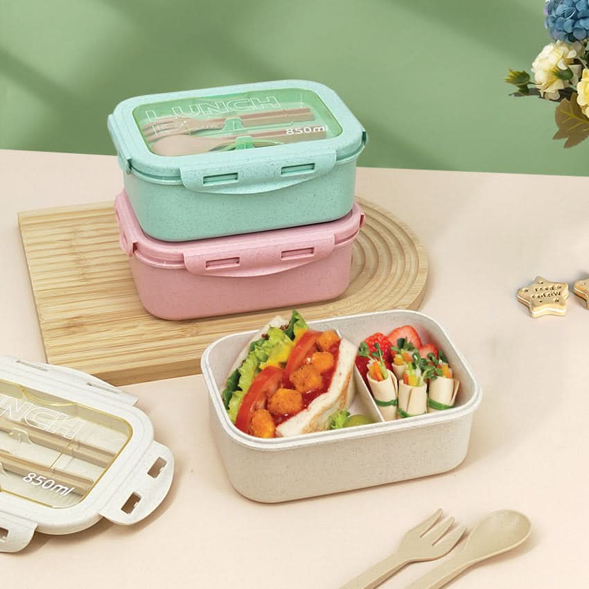 Japanese-Style Microwave-Safe Wheat Straw Lunch Box – 850ml