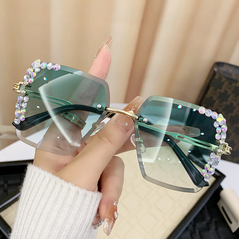 Women’s Square Frame Sunglasses – Glitter Diamond UV400 Fashion Shades