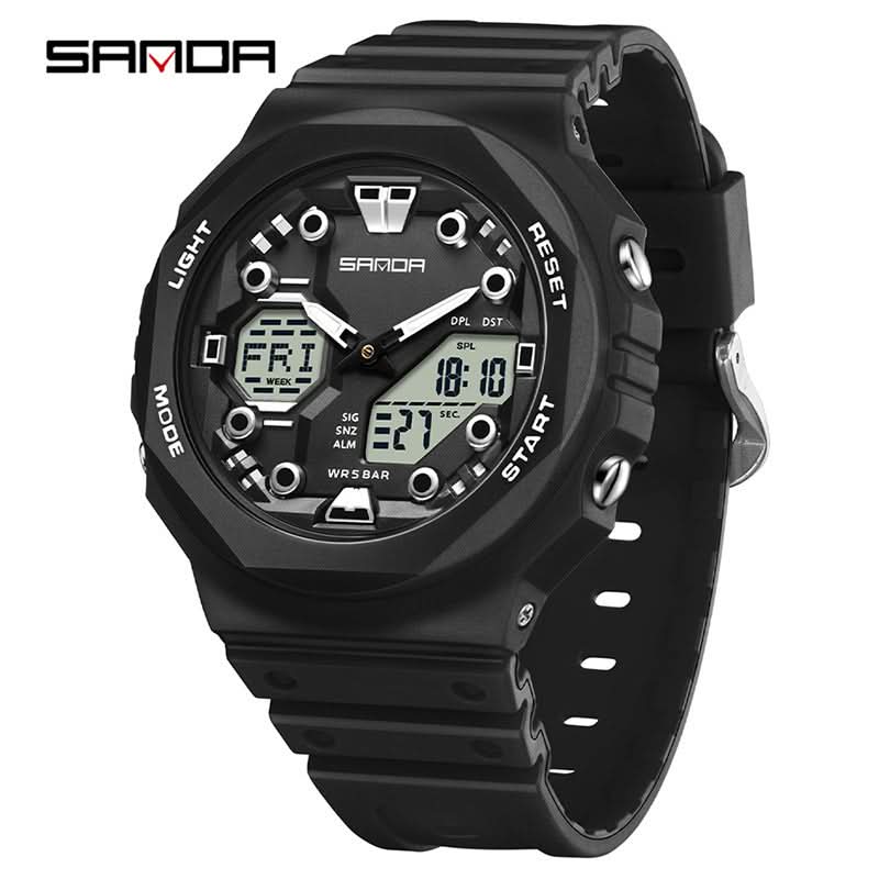 Men’s Dual Display Sports Watch – Waterproof, Multi-Functional Watch