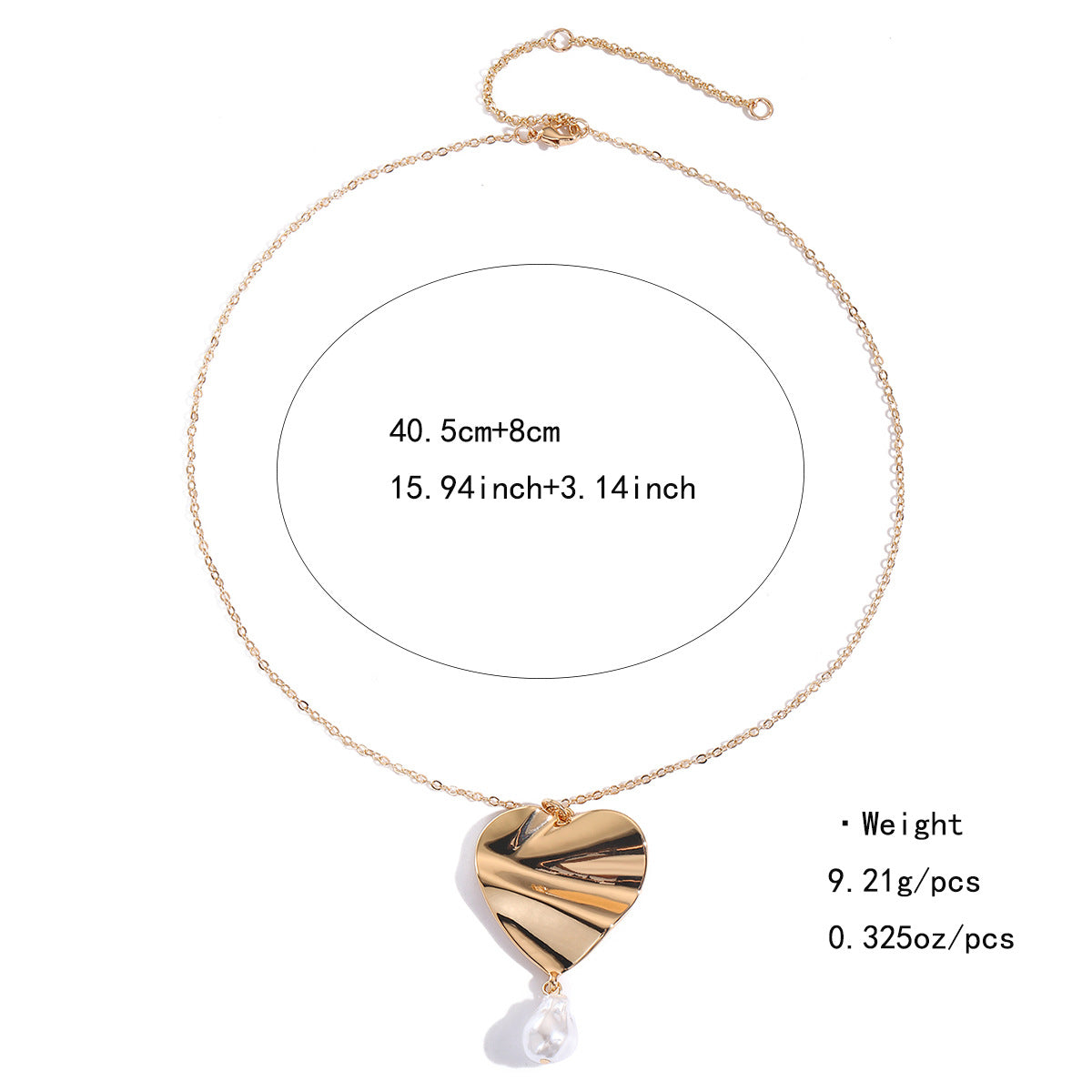 Irregular Heart Pendant Necklace – Gold Textured Metal Chain for Women