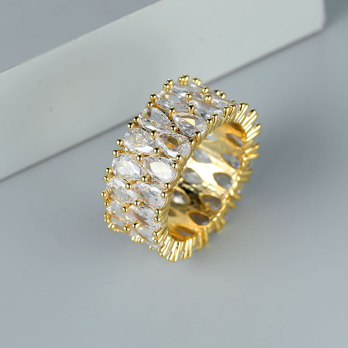 Double Row Round Drop Fashion Ring