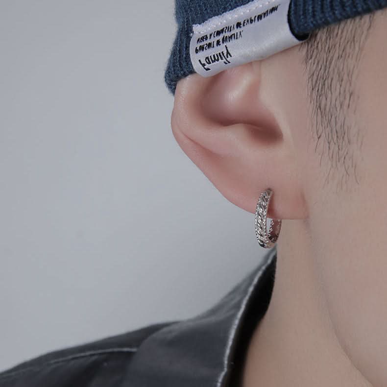 Men’s Minimalist Silver Hoop Earrings – Punk Hip-Hop Fashion