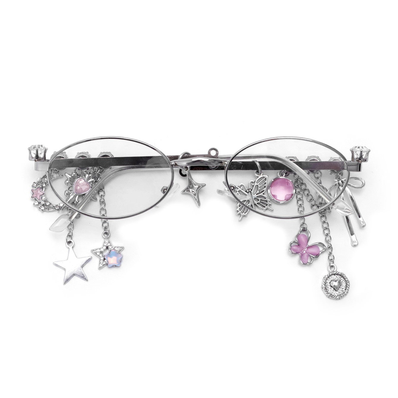 Star Diamond Oval Glasses for Women – Anti-Blue Light Fashion Eyewear with Chain