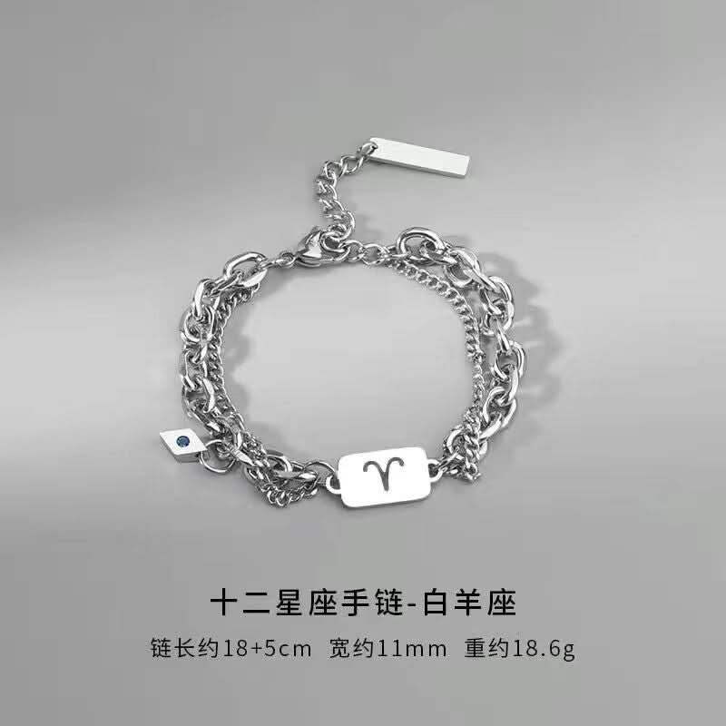 Zodiac Constellation Bracelet – Unisex Titanium Steel Astrology Bangle