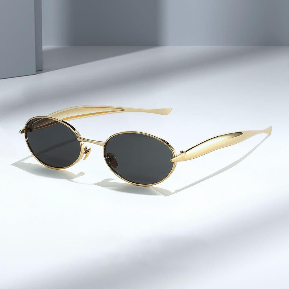 Oval Small Frame Sunglasses – Unisex Metal Trendy Shades | Fashion Sunglasses