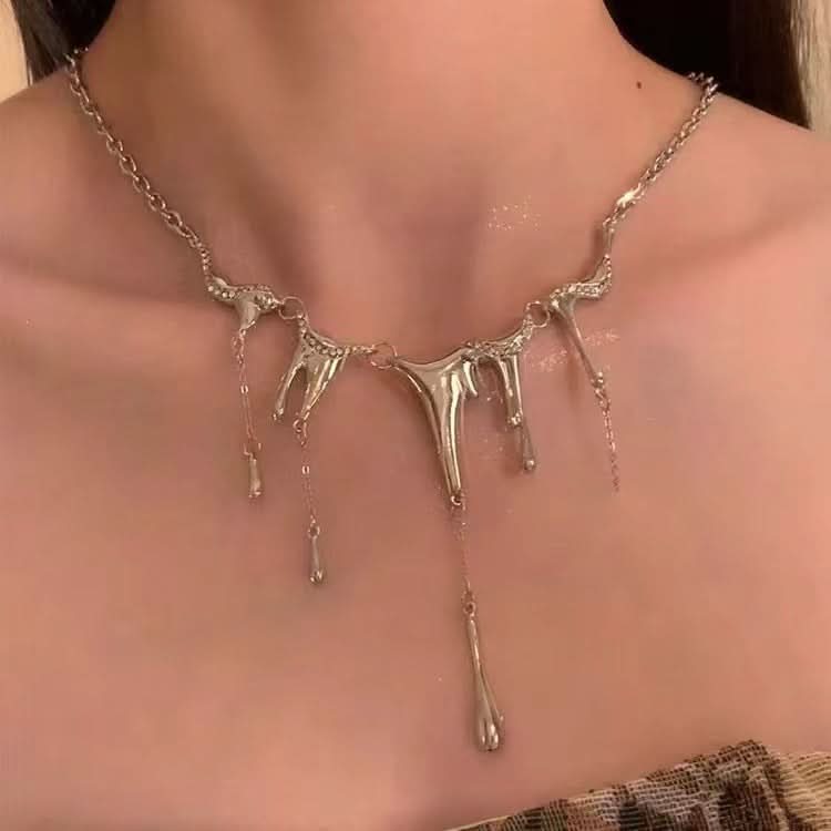 Silver Liquid Tassel Pendant Necklace