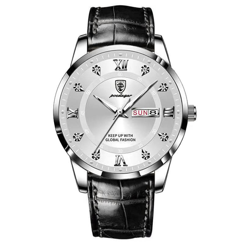 Men’s Waterproof Leather Strap Quartz Watch