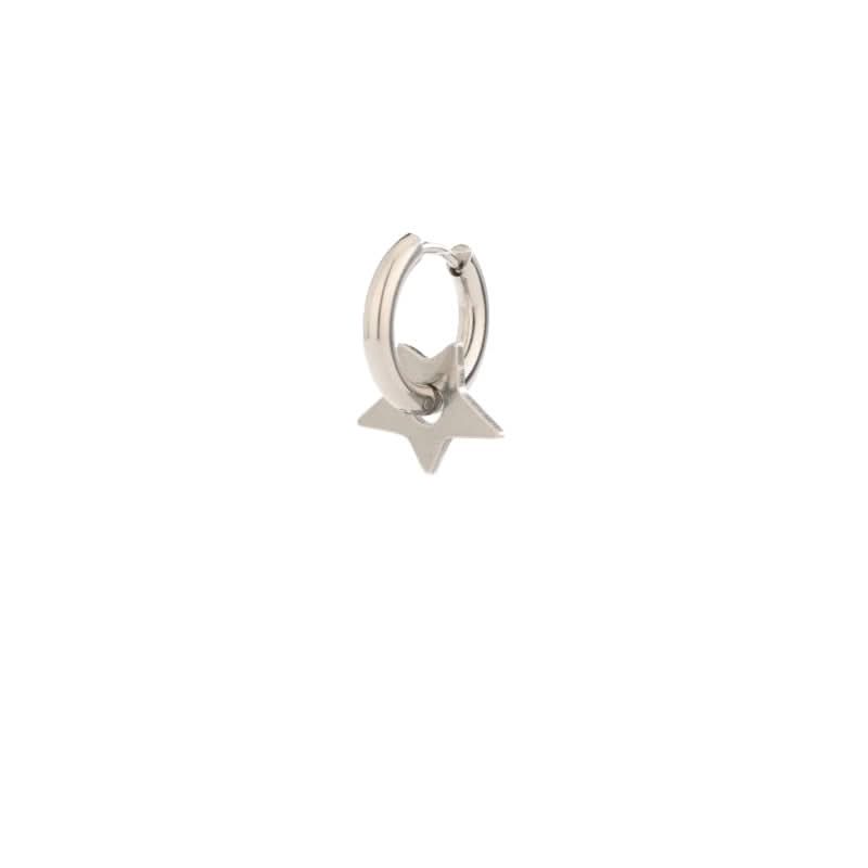 Men’s Titanium Steel Star Hoop Earrings – Trendy Unisex Jewelry